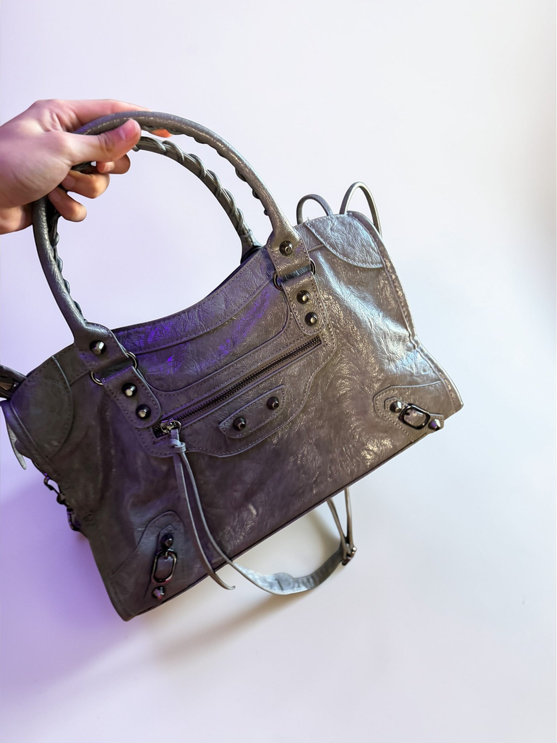 Sac City gris argenté tendance – Style urbain chic
