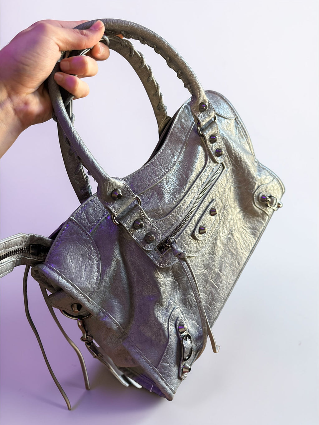 Sac City gris argenté tendance – Style urbain chic